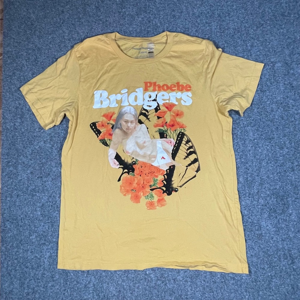 NWOT Phoebe Bridgers T-Shirt Unisex Large Yellow Butterfly Graphic Band Tee